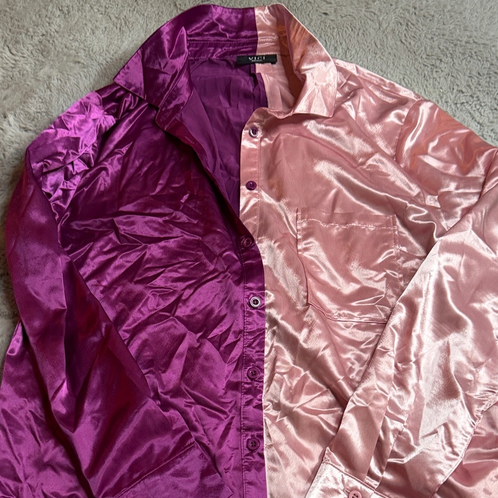 Vici Pink and Purple Button Down Shirt